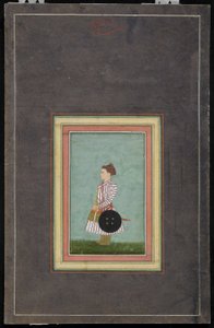 年轻的王子，画册的相册对开，c.1650-1660（不透明的水彩和纸上的金） 作者 莫卧儿学校